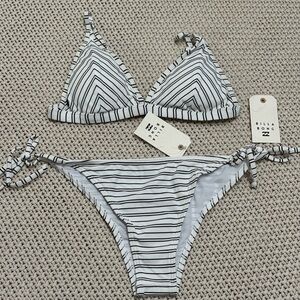 NWT Billabong Easy on Me Monochrome Striped Bikini Set - L Top XL Bottom